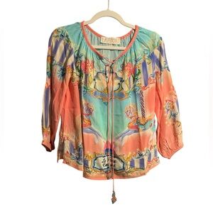 La Fuori Multicolor silk beaded Blouse
